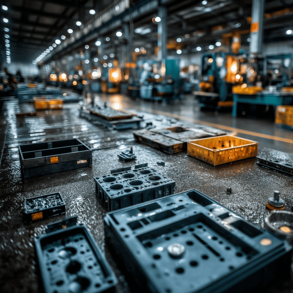 Modern manufacturing factory producing ABS plastic products including automotive parts, electronics casings, and construction components.