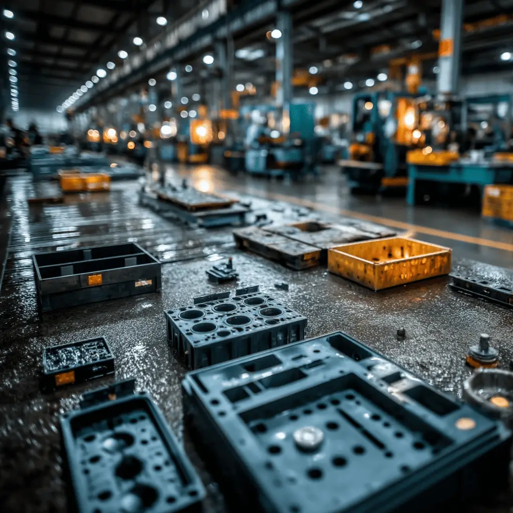 Modern manufacturing factory producing ABS plastic products including automotive parts, electronics casings, and construction components.